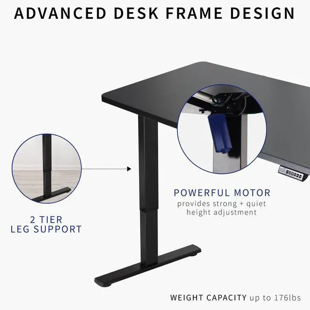 Alt view image 3 of 7 - VIVO Electric 43 x 24 Stand Up Desk | Dark Gray Table Top, Black Frame