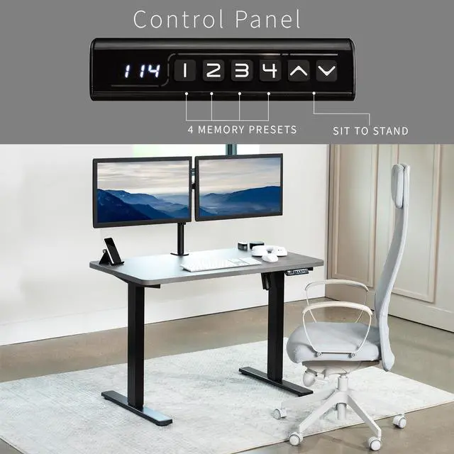Alt view image 6 of 7 - VIVO Electric 43 x 24 Stand Up Desk | Dark Gray Table Top, Black Frame