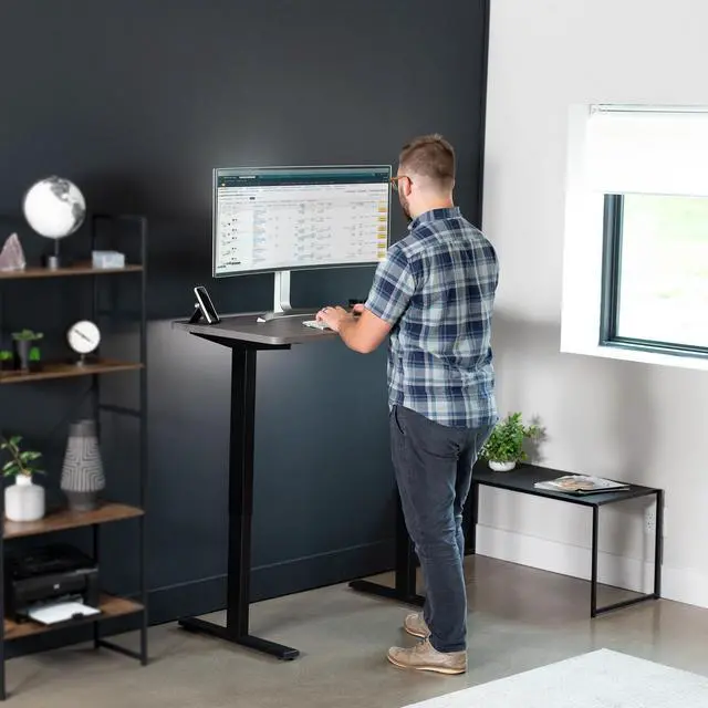 Alt view image 7 of 7 - VIVO Electric 43 x 24 Stand Up Desk | Dark Gray Table Top, Black Frame