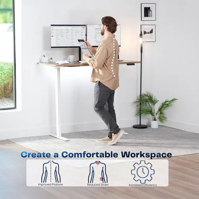 Alt view image 3 of 7 - VIVO Electric 60 x 30 Stand Up Desk, Reclaimed Wood Top, White Frame