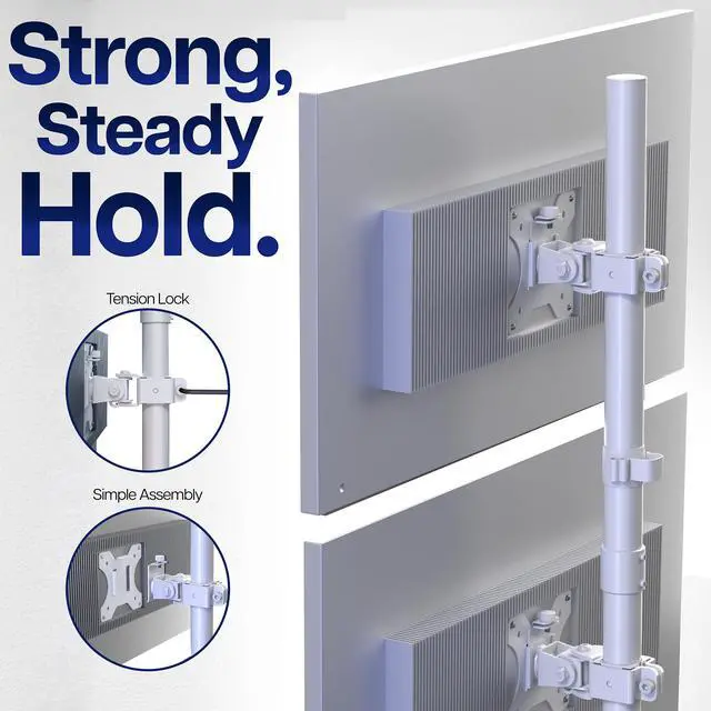 Alt view image 3 of 7 - White Dual LCD Monitor Desk Mount Stand, Stacked Vertical 2 Screens up to 34"