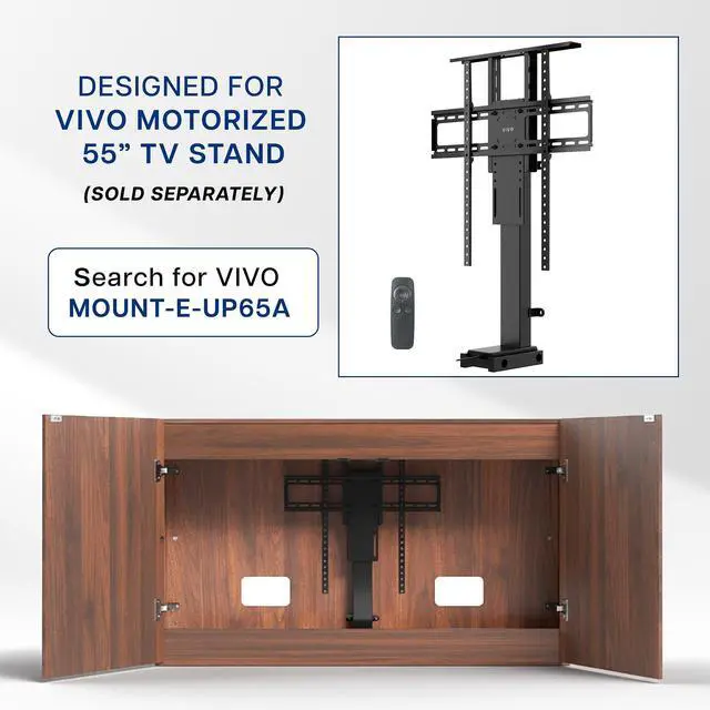 Alt view image 2 of 7 - VIVO Walnut Motorized Vertical Lift Concealed TV Cabinet, Hold 32-65 TVs