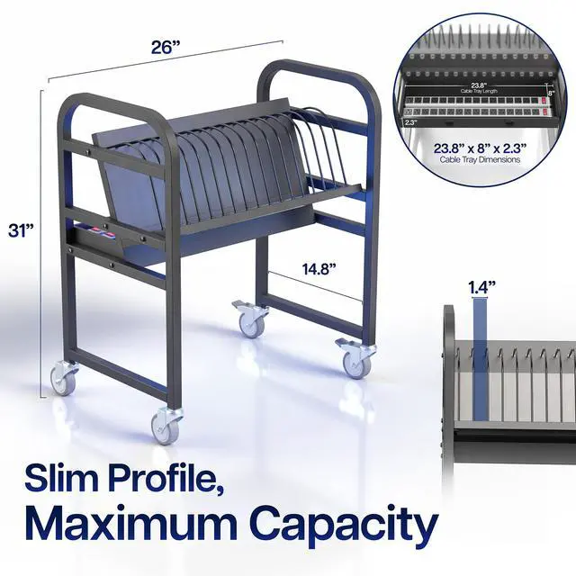 Alt view image 5 of 7 - VIVO Black 16-Device Mobile Open Charging Cart
