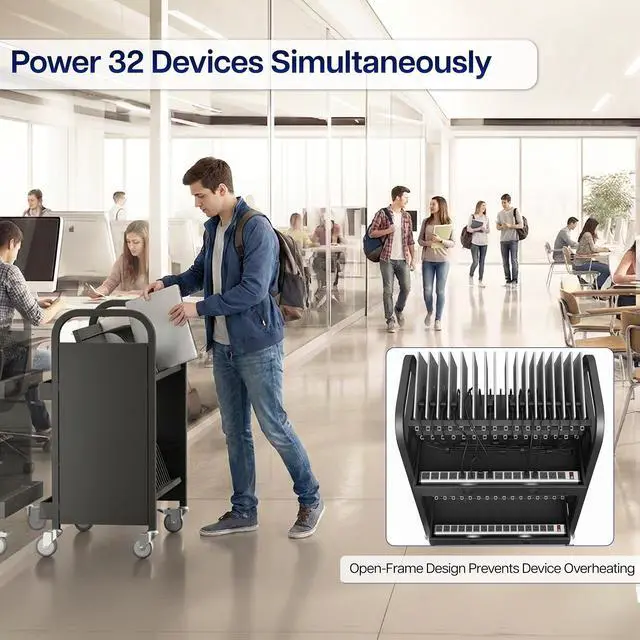 Alt view image 3 of 7 - VIVO 32-Bay Laptop and Table Open Charging Station, Multiple Devices up to 14