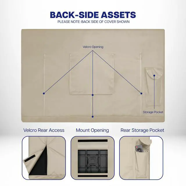 Alt view image 4 of 7 - Tan Screen Cover for 30" to 32" TV, Outdoor Waterproof Weather Resistant