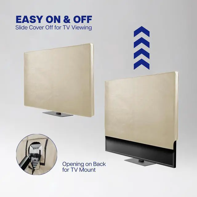Alt view image 5 of 6 - Tan Screen Cover for 60" to slim 65" TV, Outdoor Waterproof Weather Resistant