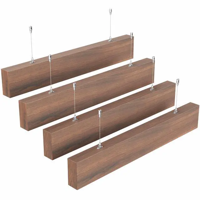 Main image of VIVO Walnut Wood Grain PET Baffles, Acoustic Ceiling Beams, 47" x 7", 4-Pack