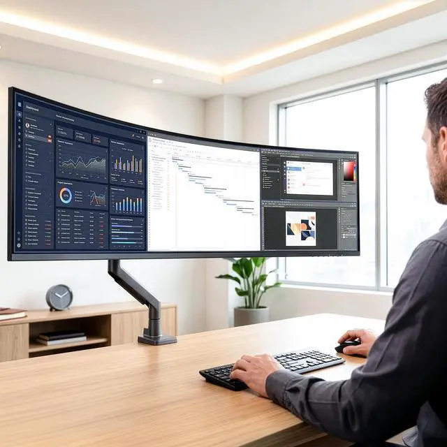Alt view image 2 of 7 - VIVO PRO Pneumatic Single Ultrawide Monitor Mount, 24-57 Screens, 59.4 lbs