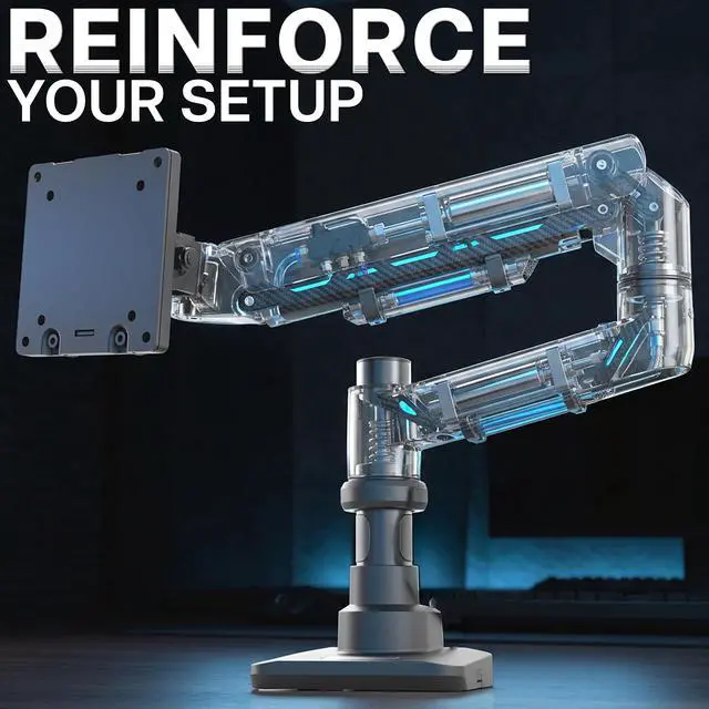 Alt view image 6 of 7 - Single Ultra Wide Monitor Pneumatic Spring Desk Mount Stand, Max VESA 100x100