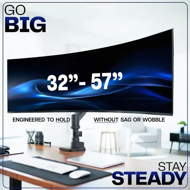 Alt view image 3 of 7 - Single Ultra Wide Monitor Pneumatic Spring Desk Mount Stand, Max VESA 100x100