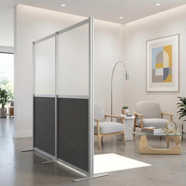 Alt view image 2 of 7 - VIVO Modular Wall System, 2 PET/Acrylic Panels, Modern Office Cubicle Dividers