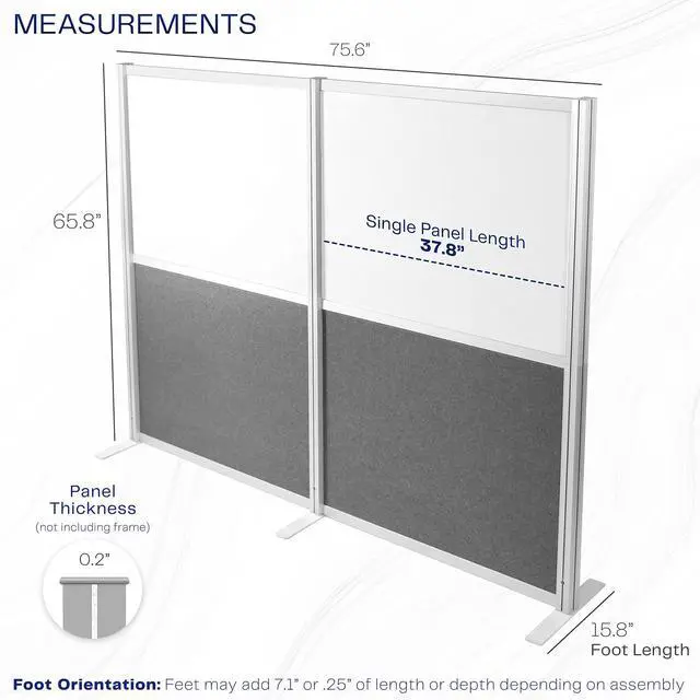 Alt view image 3 of 7 - VIVO Modular Wall System, 2 PET/Acrylic Panels, Modern Office Cubicle Dividers