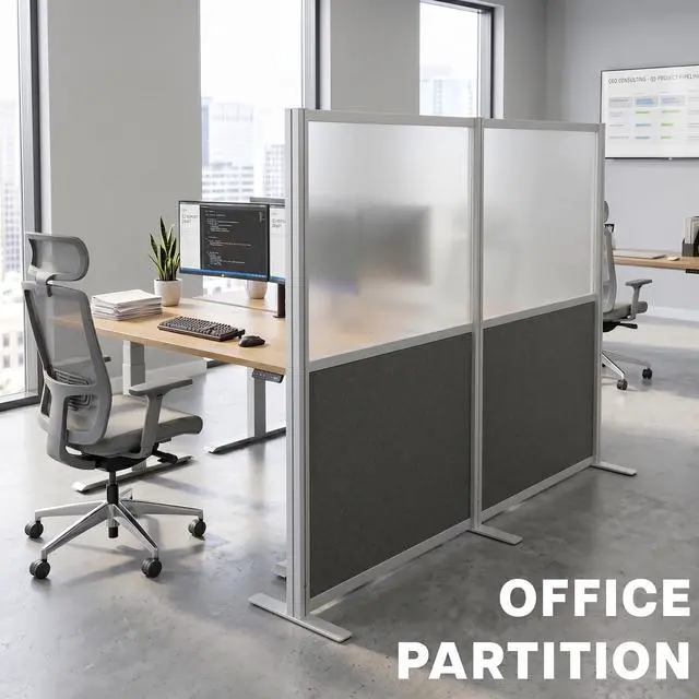 Alt view image 4 of 7 - VIVO Modular Wall System, 2 PET/Acrylic Panels, Modern Office Cubicle Dividers