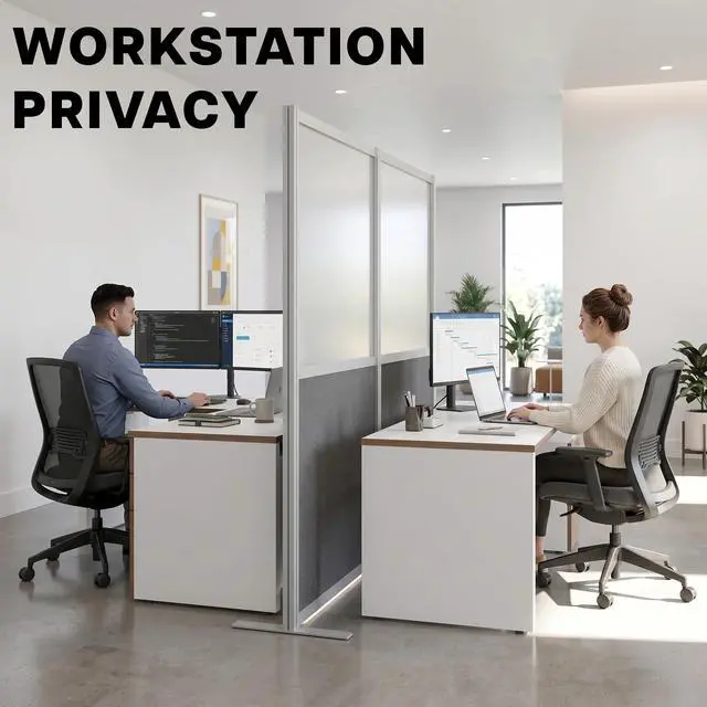 Alt view image 7 of 7 - VIVO Modular Wall System, 2 PET/Acrylic Panels, Modern Office Cubicle Dividers