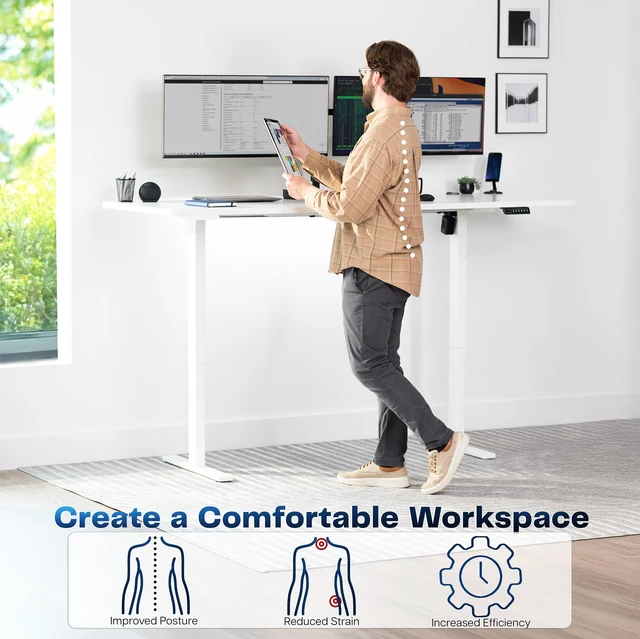 Alt view image 3 of 7 - VIVO Electric 83 x 30 Stand Up Desk Workstation, White Table Top, White Frame