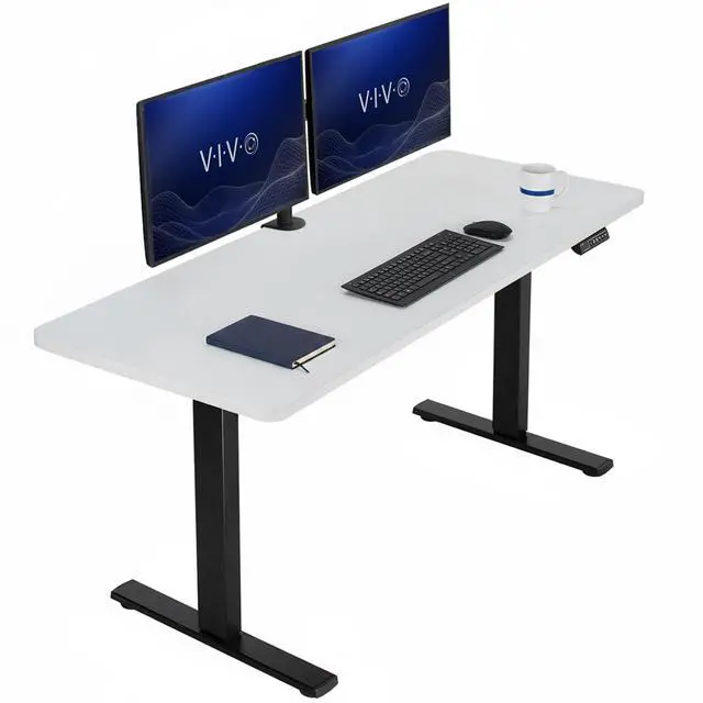 Main image of VIVO Electric 60 x 24 Stand Up Desk | White Table Top, Black Frame