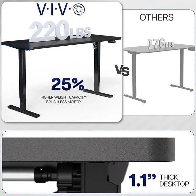 Alt view image 5 of 7 - VIVO Electric 60 x 24 Stand Up Desk | Reclaimed Wood Table Top, Gray Frame