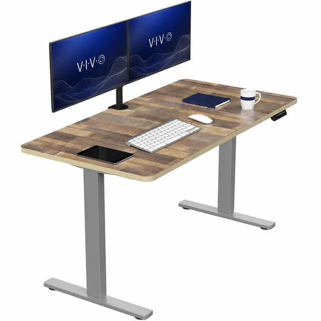 Main image of VIVO Electric 60 x 30 Stand Up Desk, Reclaimed Wood Top, Gray Frame