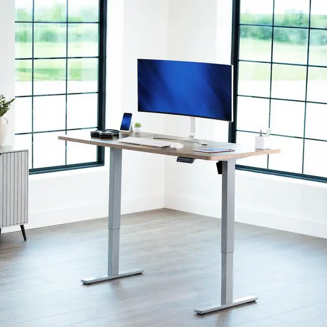 Alt view image 2 of 7 - VIVO Electric 60 x 30 Stand Up Desk, Reclaimed Wood Top, Gray Frame