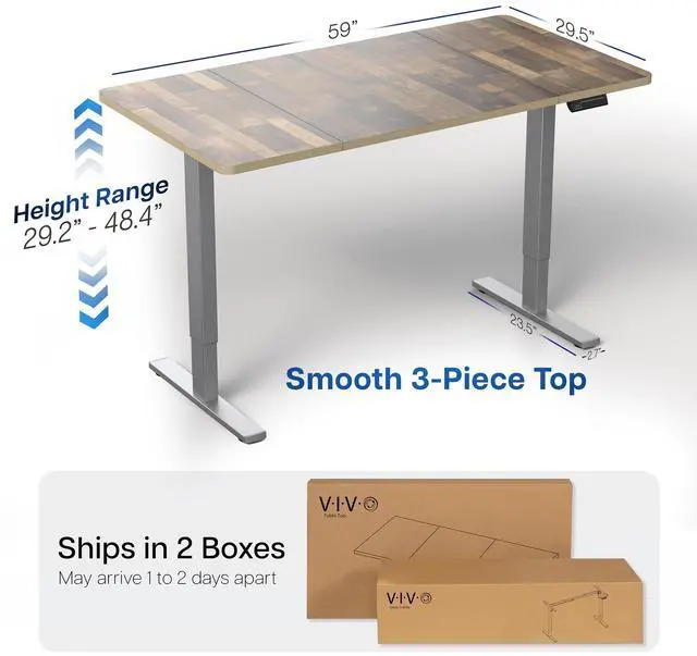 Alt view image 4 of 7 - VIVO Electric 60 x 30 Stand Up Desk, Reclaimed Wood Top, Gray Frame
