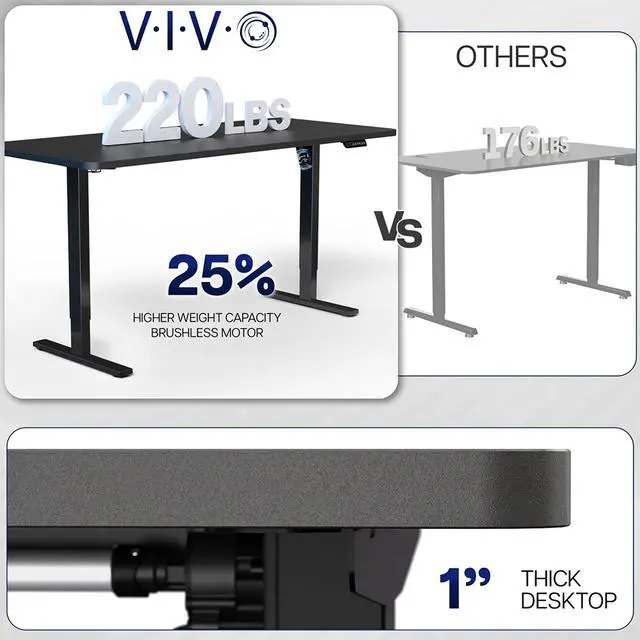 Alt view image 5 of 7 - VIVO Electric 60 x 30 Stand Up Desk, Reclaimed Wood Top, Gray Frame