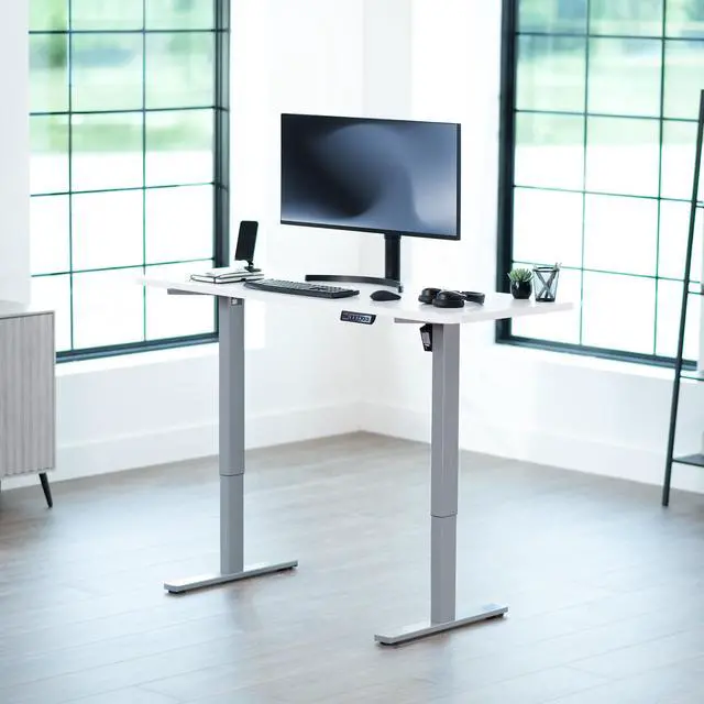 Alt view image 2 of 7 - VIVO Electric 60 x 24 Stand Up Desk, White Table Top, Gray Frame