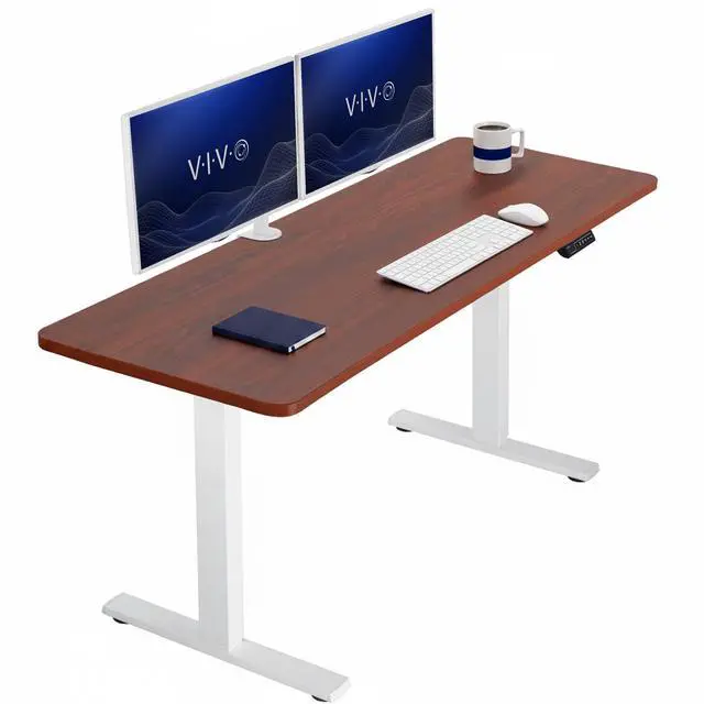 Main image of VIVO Electric 60 x 24 Stand Up Desk | Dark Walnut Table Top, White Frame