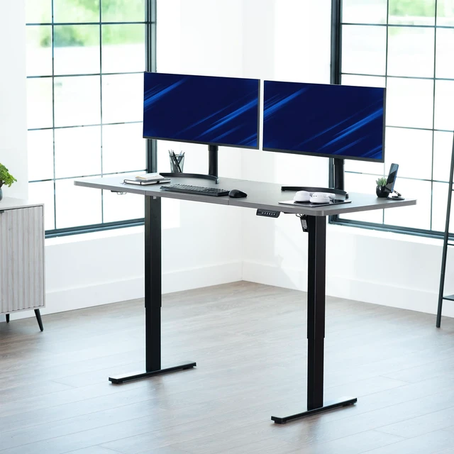 Alt view image 2 of 7 - VIVO Electric 71 x 30 Stand Up Desk, Dark Gray Table Top, Black Frame