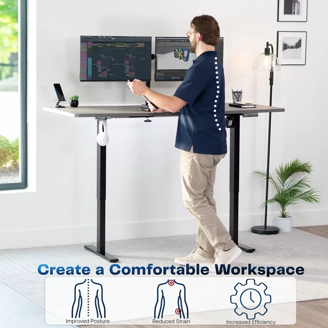 Alt view image 3 of 7 - VIVO Electric 71 x 30 Stand Up Desk, Dark Gray Table Top, Black Frame