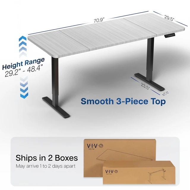 Alt view image 4 of 7 - VIVO Electric 71 x 30 Stand Up Desk, Dark Gray Table Top, Black Frame