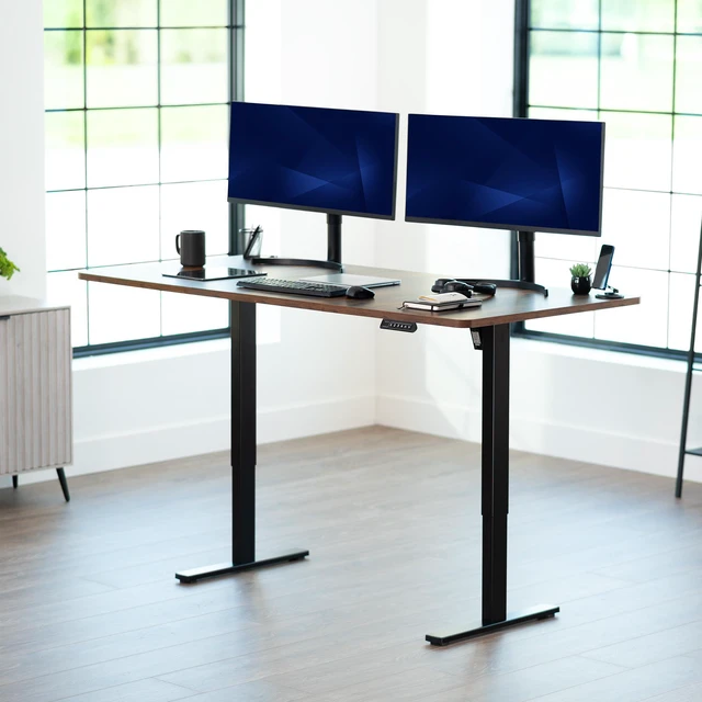 Alt view image 2 of 7 - VIVO Electric 71x36 Stand Up Desk, Rustic Vintage Brown Table Top, Black Frame