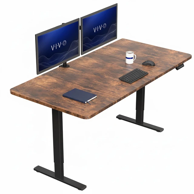 Main image of VIVO Electric 71x36 Stand Up Desk, Rustic Vintage Brown Table Top, Black Frame