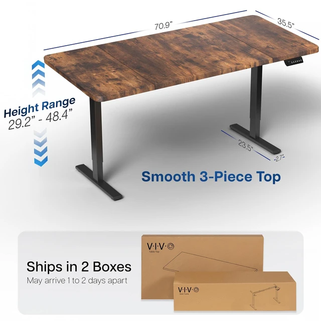 Alt view image 4 of 7 - VIVO Electric 71x36 Stand Up Desk, Rustic Vintage Brown Table Top, Black Frame