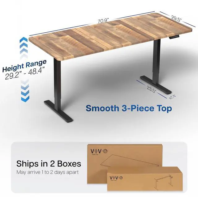 Alt view image 4 of 7 - VIVO Electric 71 x 30 Stand Up Desk, Reclaimed Wood Table Top, Black Frame