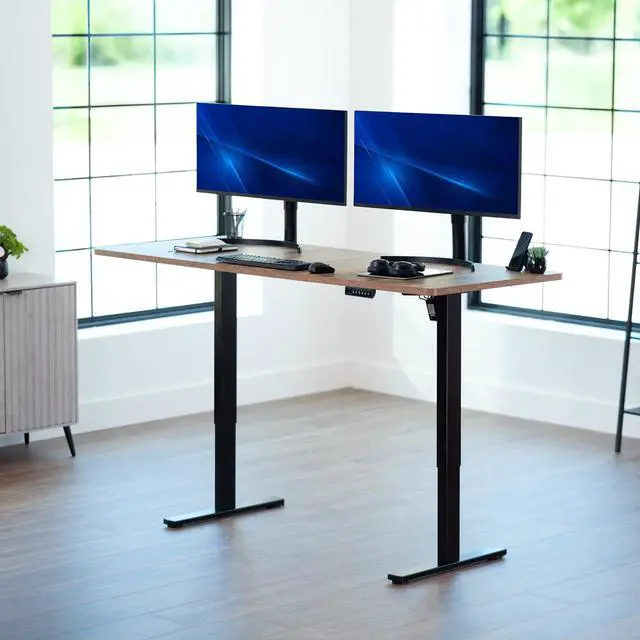 Alt view image 2 of 7 - VIVO Electric 71 x 30 Stand Up Desk, Reclaimed Wood Table Top, Black Frame