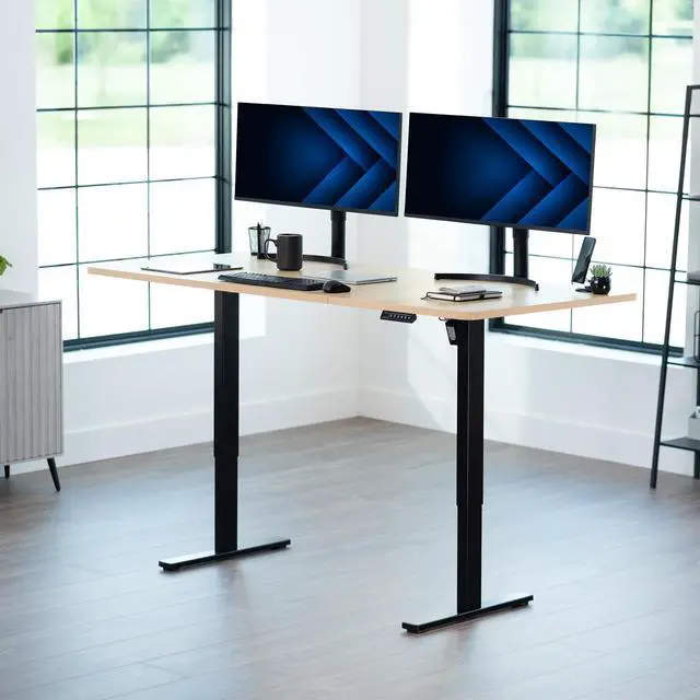 Alt view image 2 of 7 - VIVO Electric 71 x 36 Stand Up Desk, Light Wood Table Top, Black Frame