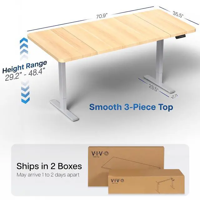 Alt view image 4 of 7 - VIVO Electric 71 x 36 Stand Up Desk, Light Wood Table Top, Gray Frame