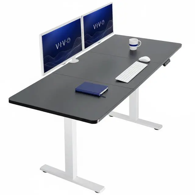 Main image of VIVO Electric 71 x 30 Stand Up Desk Workstation, Black Table Top, White Frame