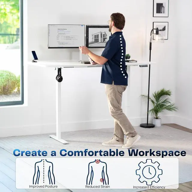 Alt view image 3 of 7 - VIVO Electric 71 x 36 Stand Up Desk, White Table Top, White Frame