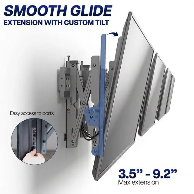 Alt view image 4 of 7 - VIVO Pop-Out 1x4 Video Wall Mount, Quad TV Wall Mount 4 TV Screens 37-65