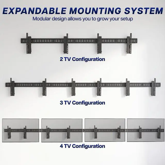 Alt view image 6 of 7 - VIVO Pop-Out 1x4 Video Wall Mount, Quad TV Wall Mount 4 TV Screens 37-65