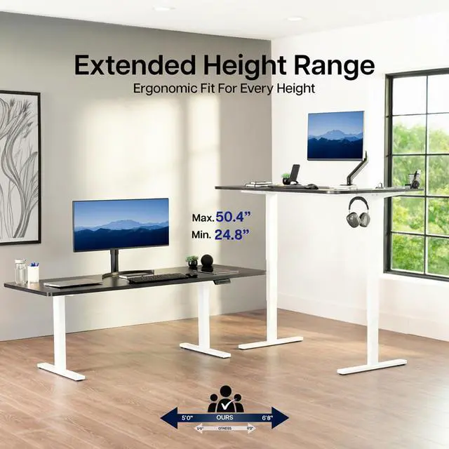 Alt view image 6 of 7 - VIVO Electric 71" x 30" Stand Up Desk, Reclaimed Wood Table Top, White Frame