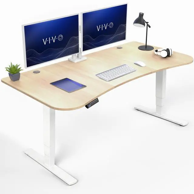 Main image of VIVO Light Wood / White Electric Height Adjustable Stand Up Desk Frame with Top