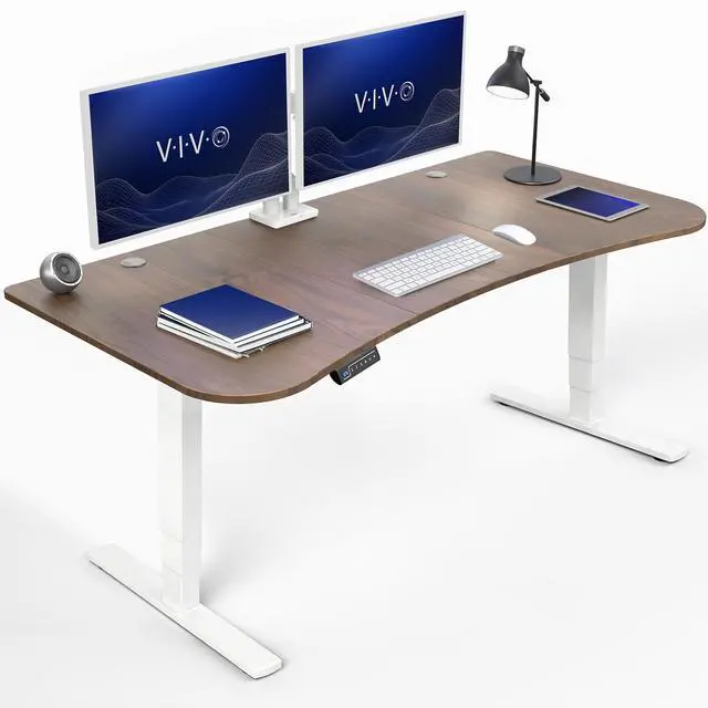 Main image of VIVO Dark Walnut / White Electric Height Adjustable Stand Up Desk Frame with Top