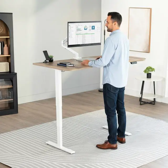 Alt view image 2 of 7 - VIVO Reclaimed Wood / White 63 x 32 Electric Height Adjustable Stand Up Desk