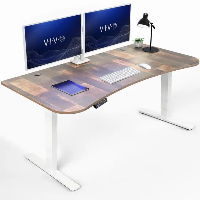 Main image of VIVO Reclaimed Wood / White 63 x 32 Electric Height Adjustable Stand Up Desk