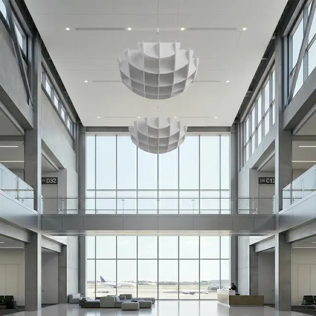 Alt view image 5 of 7 - VIVO White 43.25 x 16.8 Semi Circle Hanging Acoustic Sound Panel