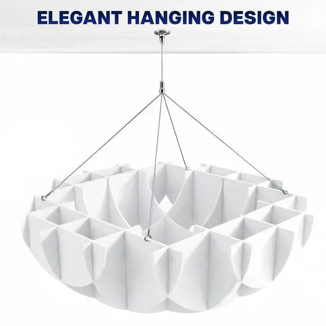 Alt view image 6 of 7 - VIVO White 43.25 x 16.8 Semi Circle Hanging Acoustic Sound Panel