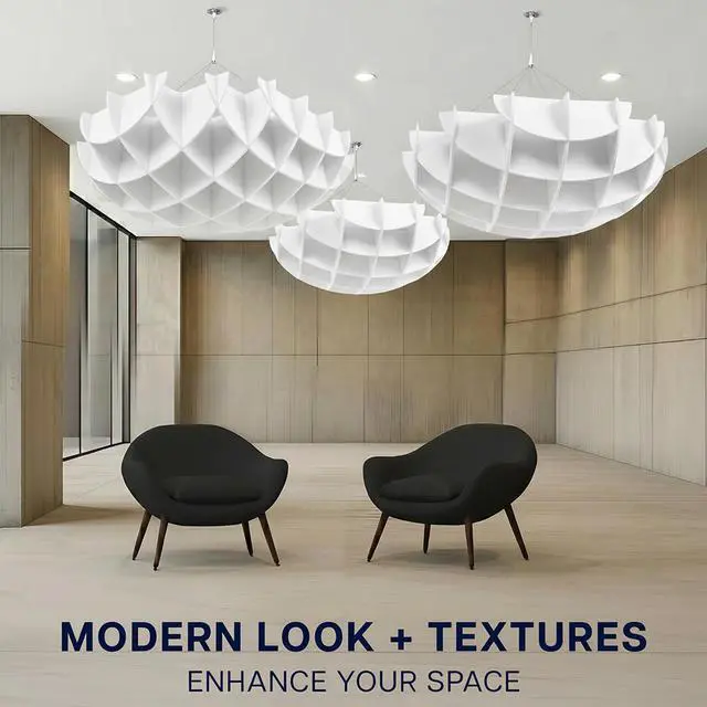 Alt view image 7 of 7 - VIVO White 43.25 x 16.8 Semi Circle Hanging Acoustic Sound Panel