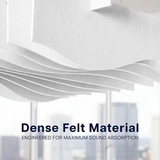 Alt view image 4 of 7 - VIVO White 47 x 14 Sound Absorber Panel, Acoustic Ceiling Waffle Wave